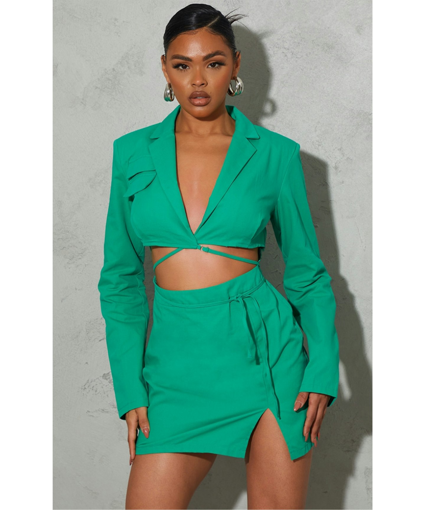 Pretty little thing green blazer dress store